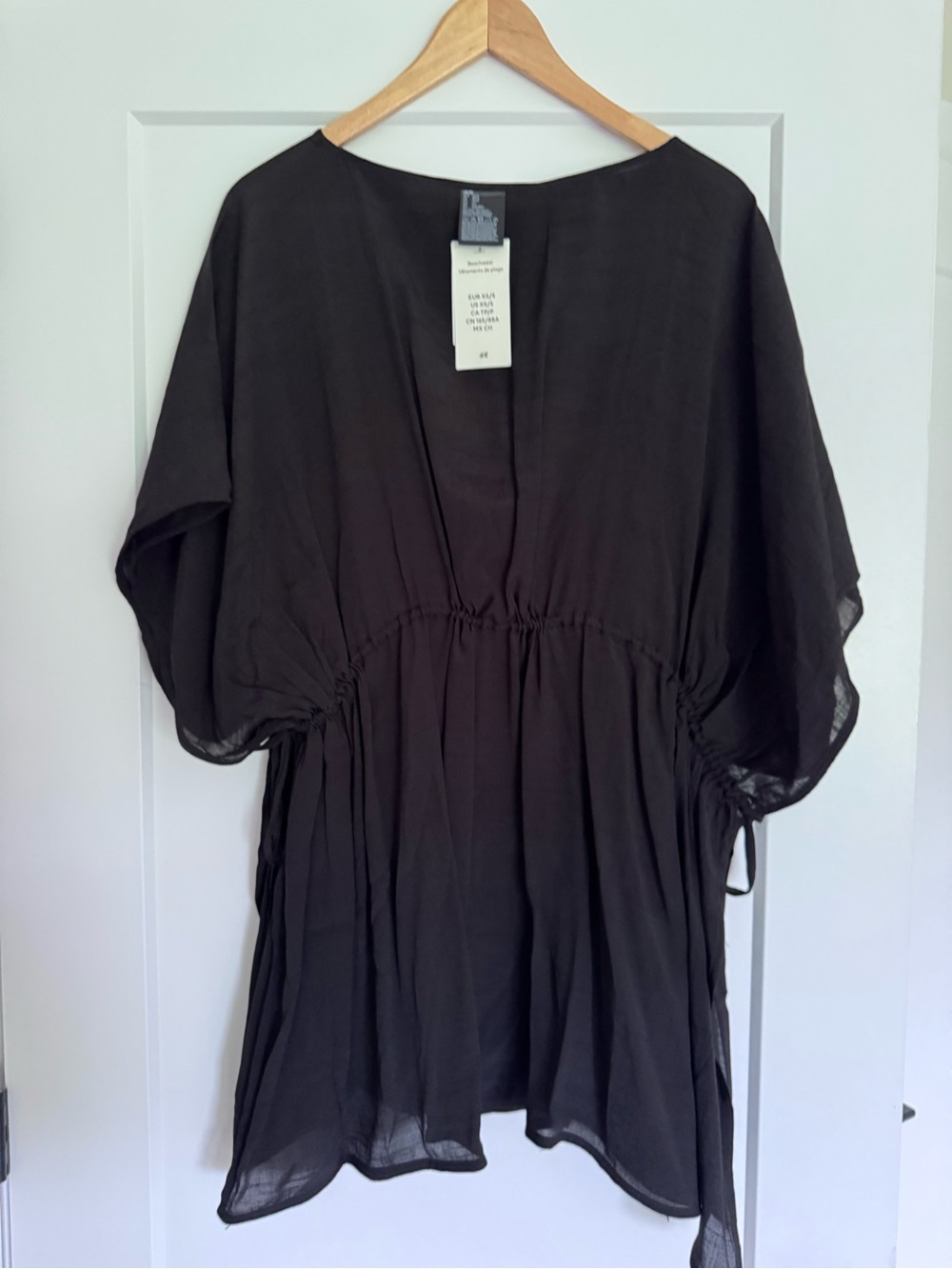 H&M Black V-Neck Drawstring cover-up